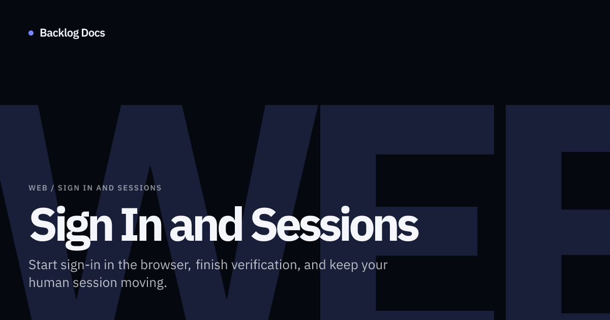Sign In and Sessions | Web Documentation | Backlog Docs