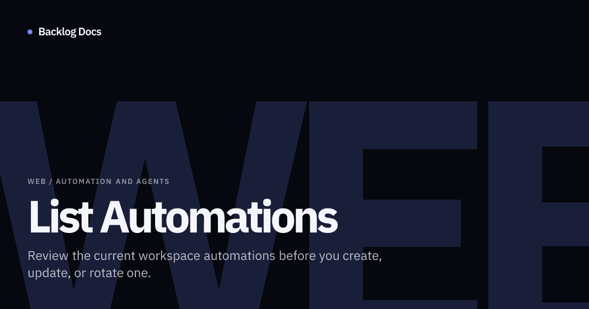 List Automations | Web Guide | Backlog Docs