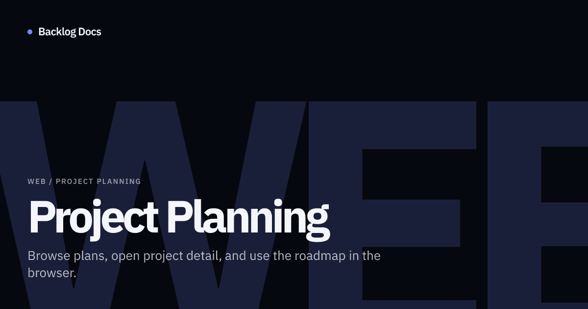 Project Planning | Web Documentation | Backlog Docs
