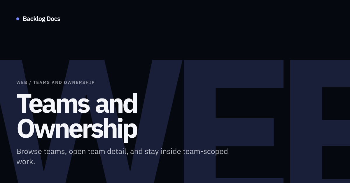 Teams and Ownership | Web Documentation | Backlog Docs